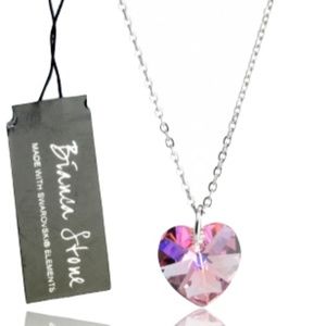 Luxe Bianca Stone Heart Pink Charm Necklace